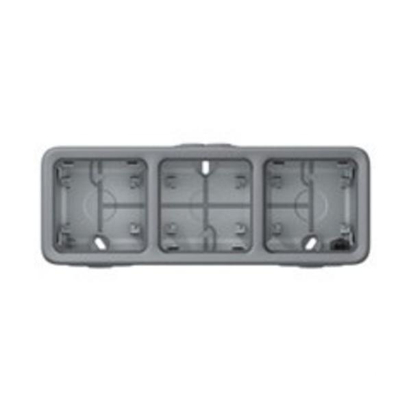 CAJA SUPERFICIE HORIZONTAL 3 POSICIONES PLEXO GRIS