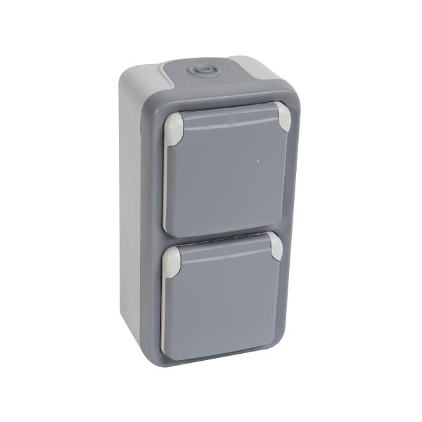 Base de corriente Plexo monoboc supuerficieV - IP55 - 16A - 2x2P+T - Gris