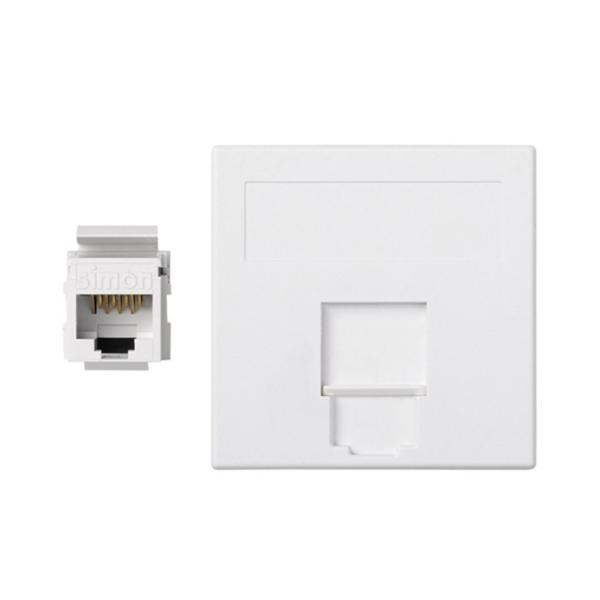 PLACA V&D PLANA CG SIMON 500 CIMA CON 1 CONECTOR 6UTP BLANCO