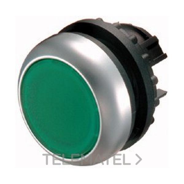 PULSADOR RASANTE M22-D-G 22mm RETORNO VERDE ANILLO TITANIO