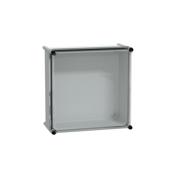 Caja modular aislante PanelSeT PLS, cuerpo poliéster, tapa transparente IP66 36x36x18cm