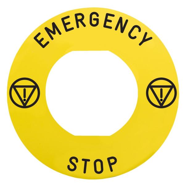 ETIQUETA CIRCULAR 60mm 'EMERGENCY STOP' ZBY9330M