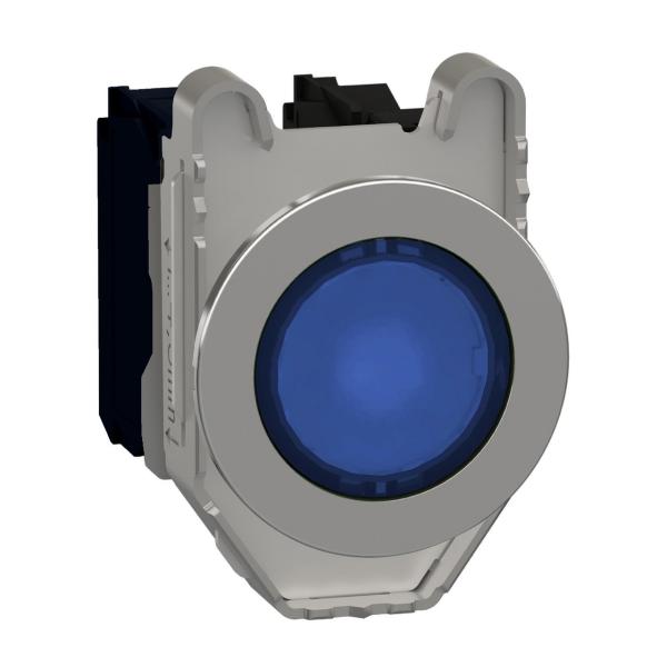 PULSADOR LUMINOSO XB4 MONTAJE ENRASADO AZUL LED 24V 1 NO+1 NC