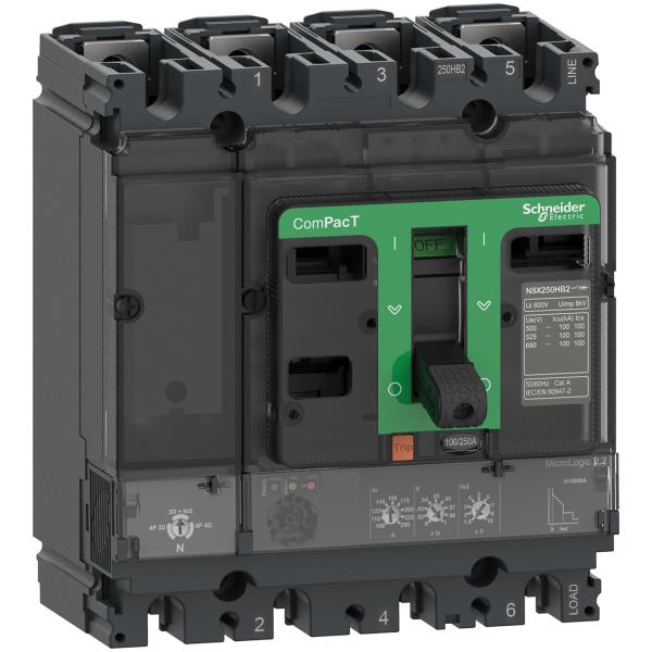 Interruptor automatico ComPacT NSX160F 36kA AC 4P4R 100A Micrologic 2.2