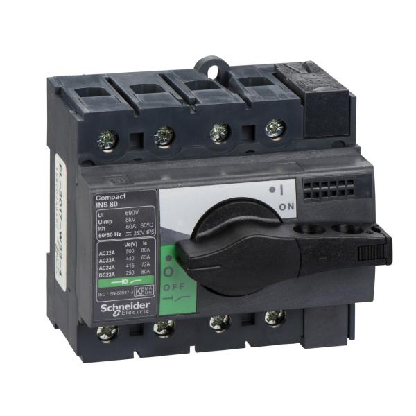 INTERRUPTOR / SECCIONADOR COMPACT 80A 4P EMPOTRABLE NEGRO