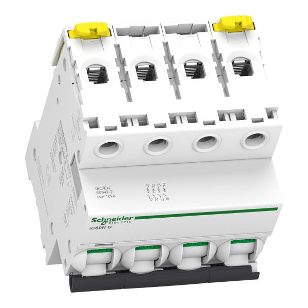 Interruptor magnetotérmico; Acti9 iC60N; 4P; 25 A; curva D; 6000 A/10 kA