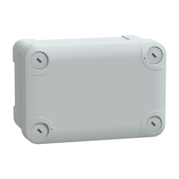 Caja industrial de policarbonato; PanelSeT TBP IP66 IK08 RAL7035 Int.H125W80D65 Ext.H138W93D72 Tapa ciega H20