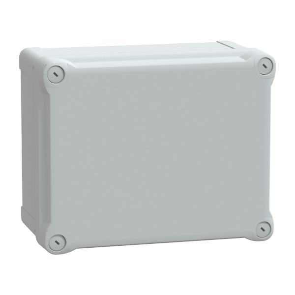 Caja industrial de policarbonato; PanelSeT TBP IP66 IK08 RAL7035 Int.H225W175D120 Ext.H241W194D127 Tapa ciega H40
