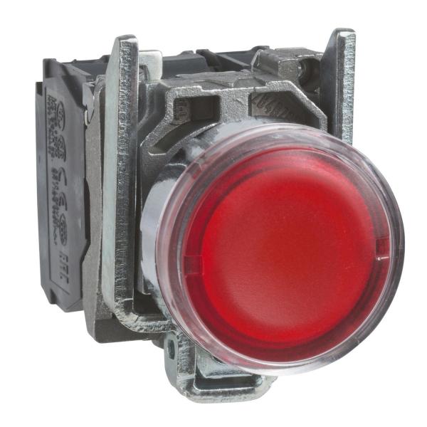 PULSADOR LUMINOSO RASANTE DIMETRO 22 24V ROJO EMBELLECEDOR METLICO