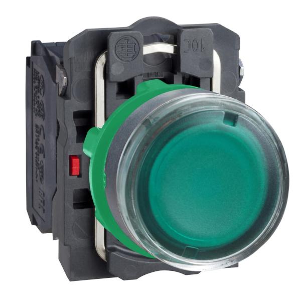 PULSADOR LUMINOSO RASANTE DIMETRO 22 24V VERDE EMBELLECEDOR PLSTICO