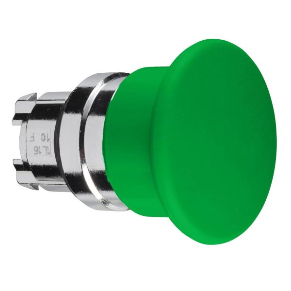 CABEZA PULSADOR SETA DIMETRO 22 40mm VERDE EMBELLECEDOR METLICO