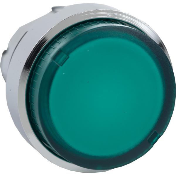 CABEZA PULSADOR LUMINOSO DIMETRO 22 SALIENTE VERDE EMBELLECEDOR METLICO