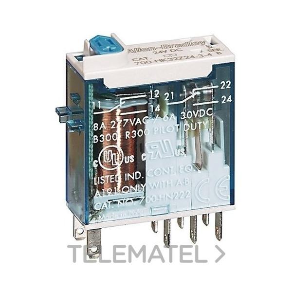 REL ENCHUFABLE MINIATURA 2NA NC 8A 240V AC/DC LED