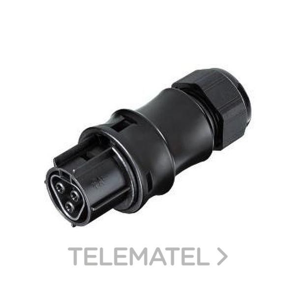 CONECTOR H 3P AÉREO TORNILLO PRENSAESTOPAS NEGRO