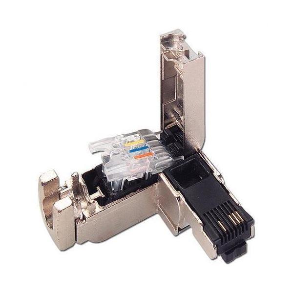 CONECTOR RJ45 CON CARCASA METLICA SALIDA CABLE 90