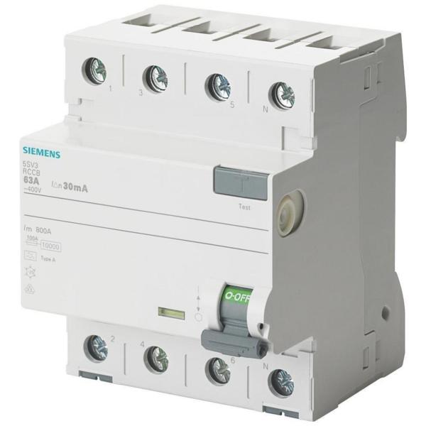 INTERRUPTOR DIFERENCIAL 5SV CLASE-A 4 POLOS 40A 30mA 70mm