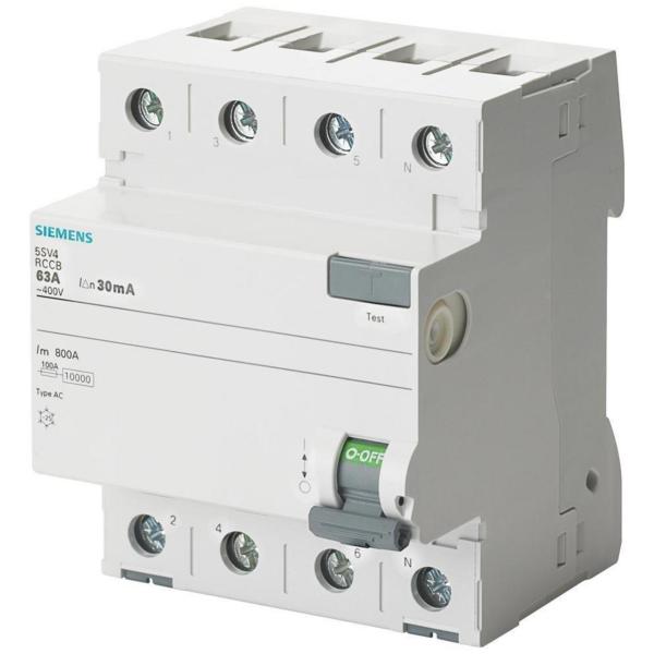 INTERRUPTOR DIFERENCIAL 5SV CLASE-AC 4 POLOS 40A 30mA 70mm