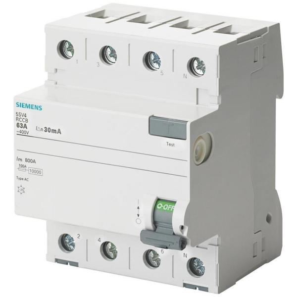 INTERRUPTOR DIFERENCIAL 5SV CLASE-AC 4 POLOS 40A 300mA 70mm