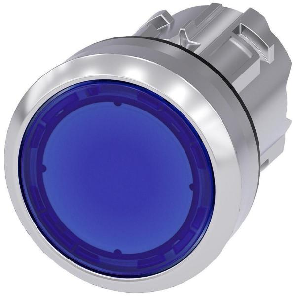 PULSADOR 22mm REDONDO METLICO BRILLANTE AZUL BOTN RASANTE