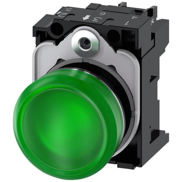 LMPARA SEALIZACIN VERDE LENTE LISA LED 24V TORNILLO